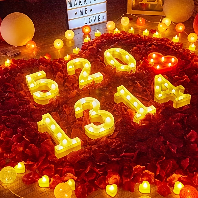 Brightown Marquee - Luces LED de números, luces de plástico, letrero con  letras del alfabeto, para bodas, fiestas de cumpleaños, decoración de  bares