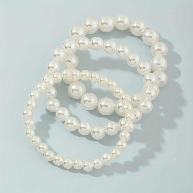 6pcs/set Faux Pearl Decor Beaded Bracelet