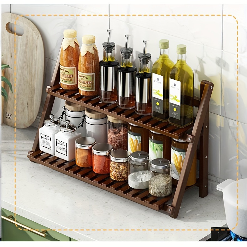 Spice Rack Organizer, Wood Seasoning Rack, Space Saving Condiment