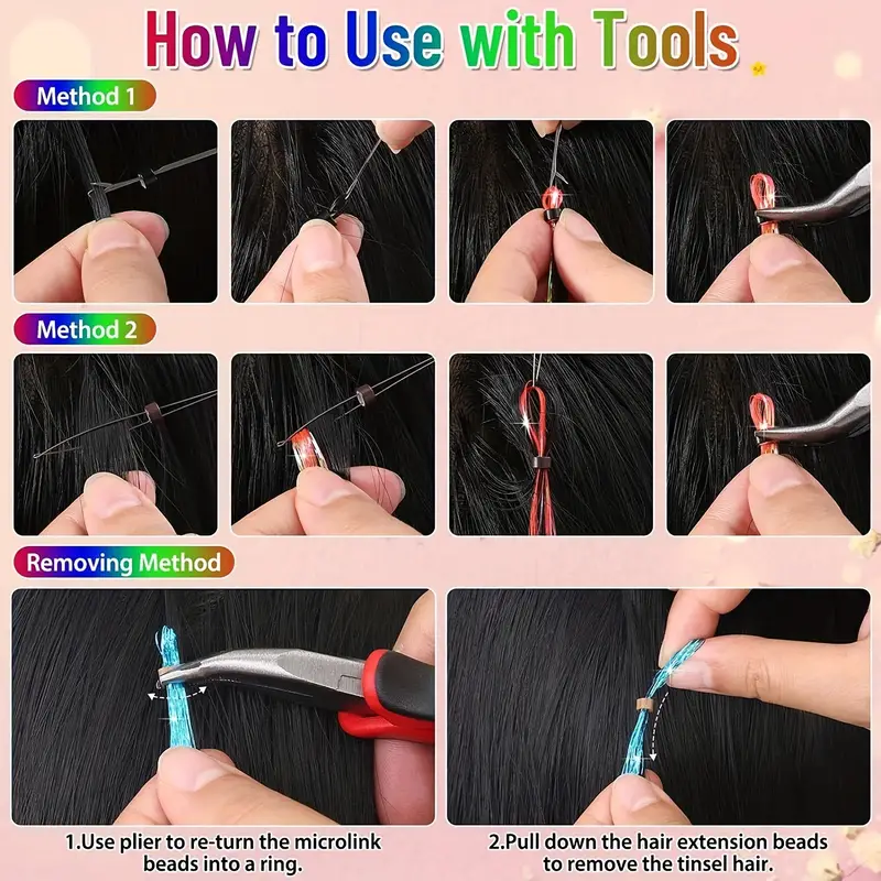 Hair Tinsel Kit With Tools Fairy Hair Tinsel Hair Extensions - Temu