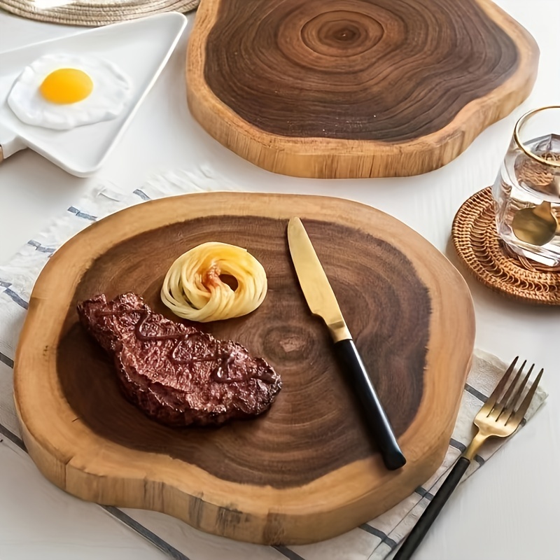 Acacia Wood Cutting Board Round with Metal Accent 13.85 x 13.13.85 x 0.63  in.
