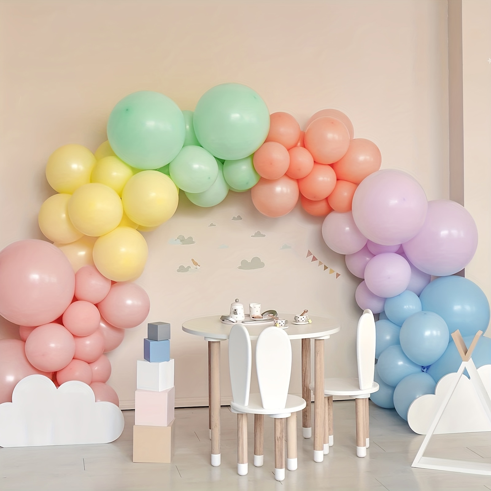  Globos de color rosa pastel de 12 pulgadas, 5 pulgadas, 70  globos de látex para fiesta, globos de cumpleaños de color rosa macarrón,  decoración de fiesta de baby shower : Hogar y Cocina