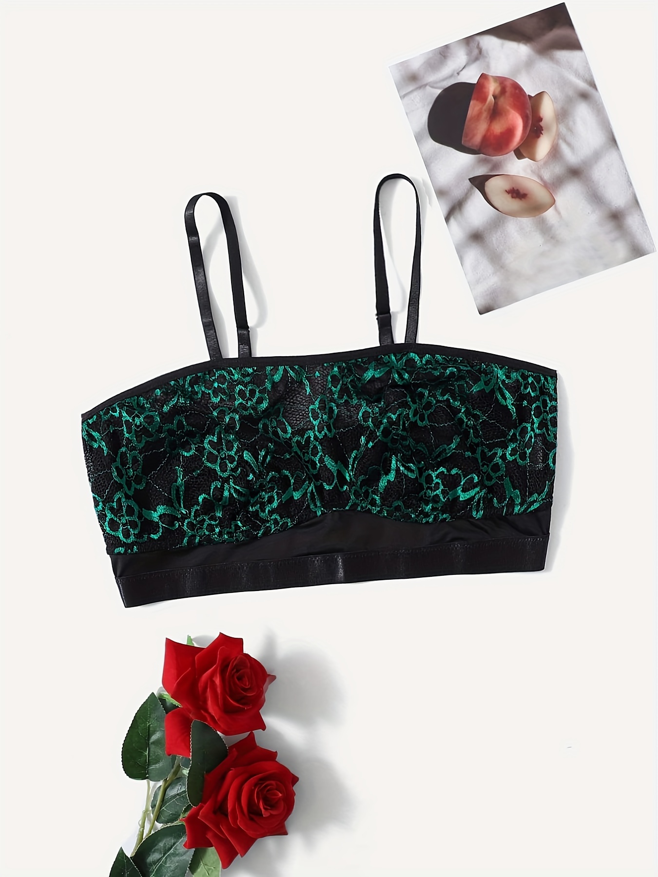 Valentine's Day Floral Embroidered Bra Comfort Semi sheer - Temu