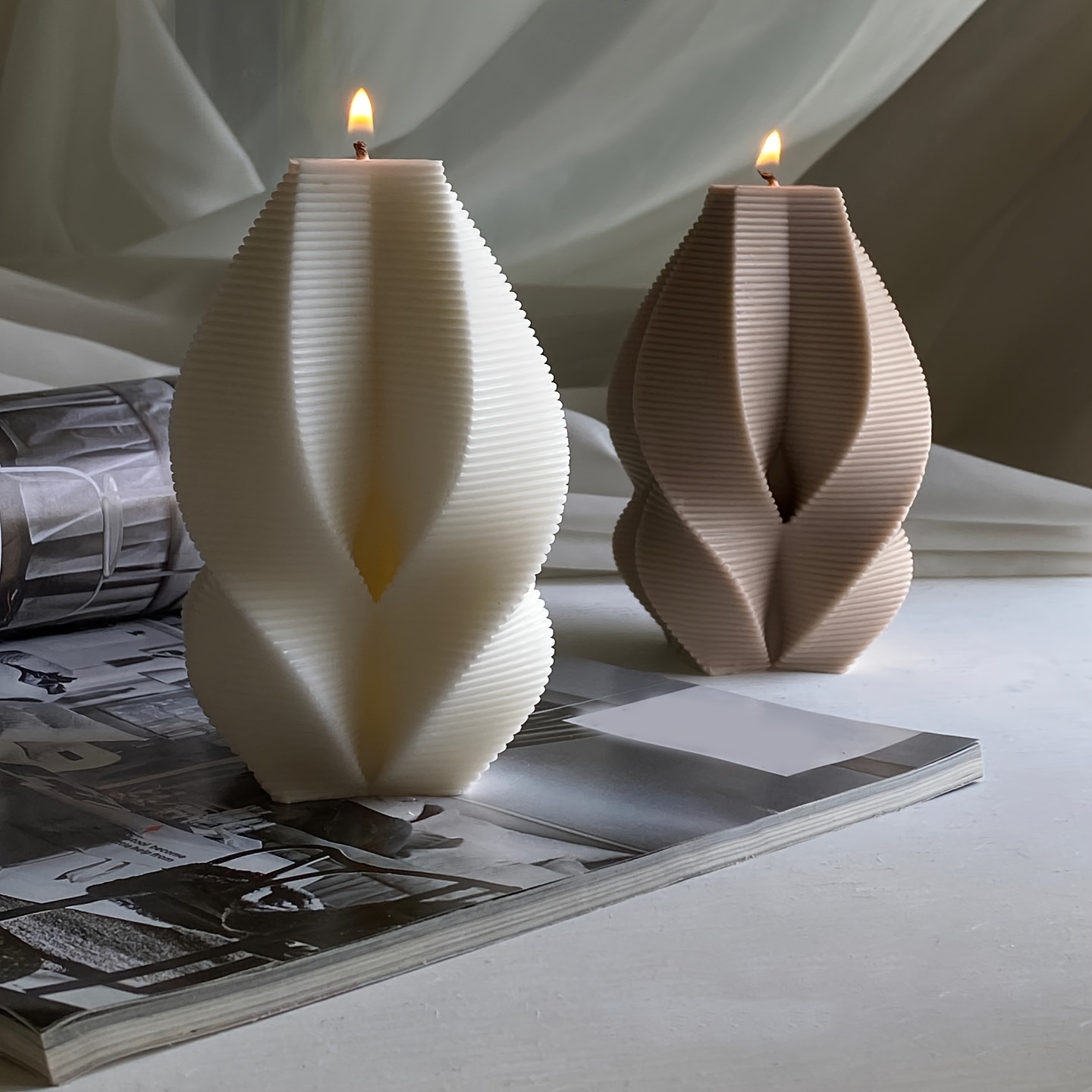 Paquete de 2 moldes para velas cónicas en espiral, molde de silicona  clásico para hacer velas de mesa, molde de pilar para cena a la luz de las  velas