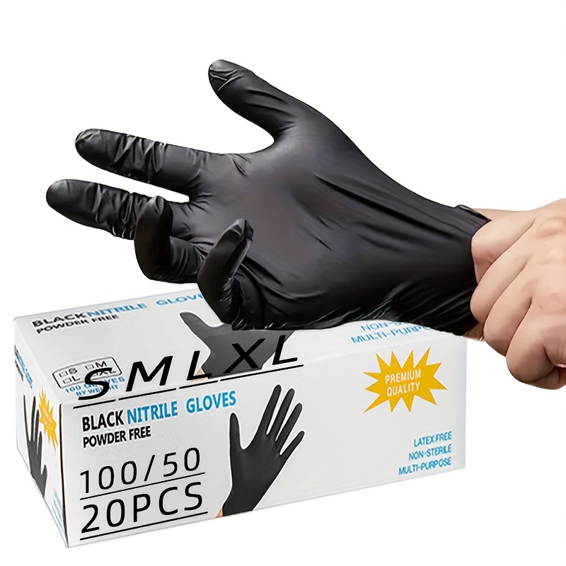 Guantes desechables negros, guantes de nitrilo talla S, 100