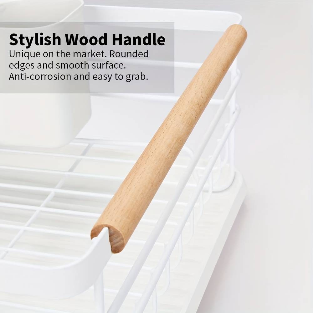Yamazaki Tosca White Dish Rack with Wood Handles + Reviews