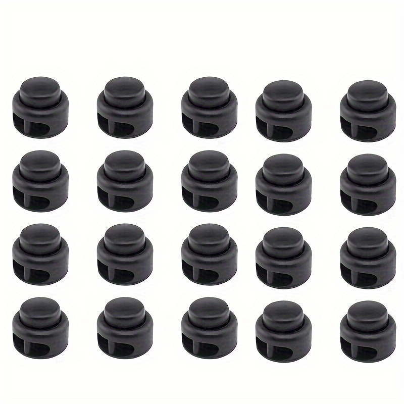 Plastic Cord Locks End Spring Stopper, Fastener Toggles For Shoelaces,  Drawstrings, Paracord, Bags, Clothing, And More(20pcs, Black)