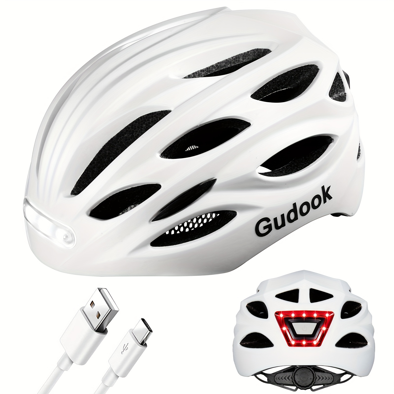 Gudook Casque De Vélo Pour Adultes Avec Feux Arrière LED Rechargeables -  Casque De Vélo Pour Hommes Casques Pour Femmes Pour Adultes Avec Visières  Détachables Casque De Cyclisme - Temu Canada