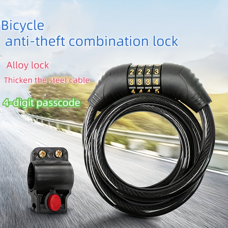 Cable antivol à code à 5 chiffres pour vélo, moto et scooter
