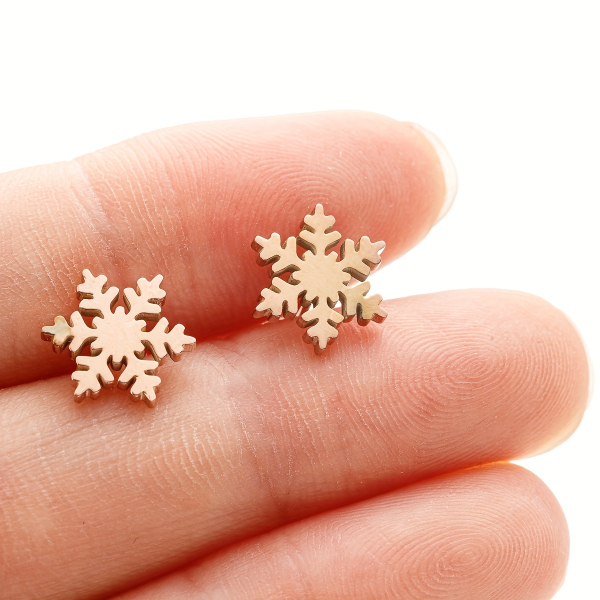 Small Stainless Steel Snowflake Stud Earrings for Women