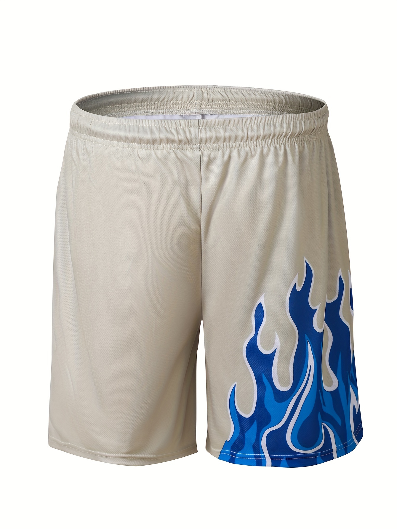 Men's Trendy Flame Pattern Shorts Active Slightly Stretch - Temu