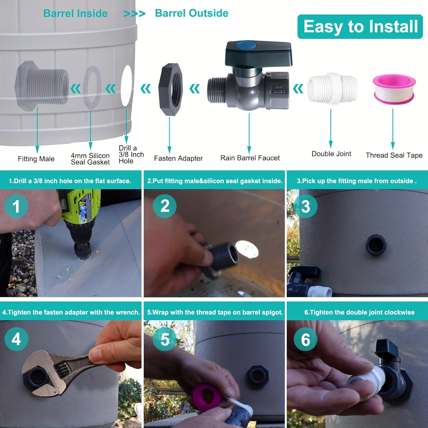 Rain Barrel Diverter Kit Pvc Garden Water Barrel Spigot Kit Temu