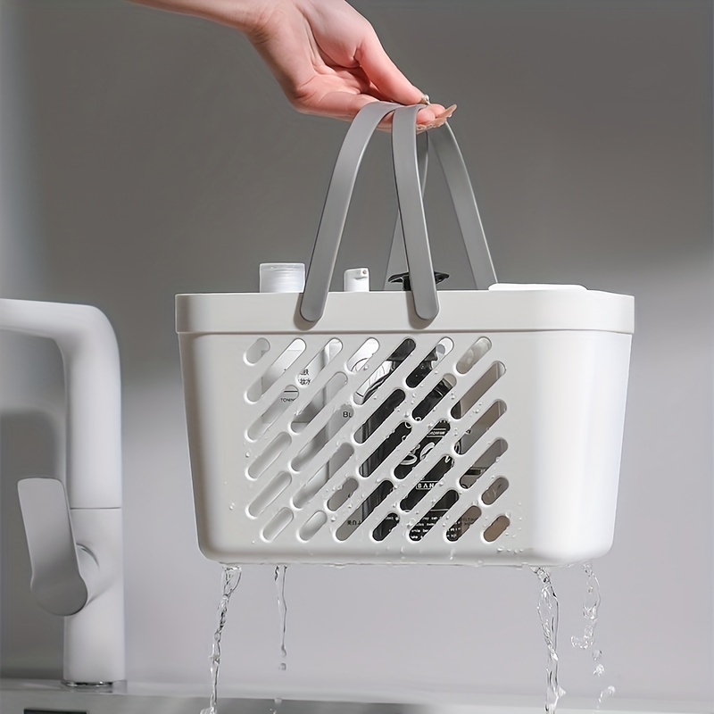 Bath Drain Basket Portable Storage Shower Caddy Tote Rattan Plastic Bathroom  Organizer Cosmetic Wash Handle Box - AliExpress