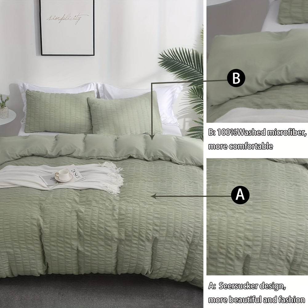 Modern Simple Duvet Cover Set Solid Color Seersucker - Temu