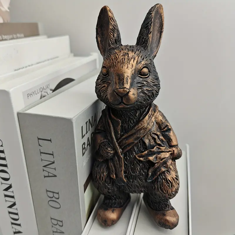 Rabbit Sculpture Bronze Color Simulated Rabbit Statue animal - Temu