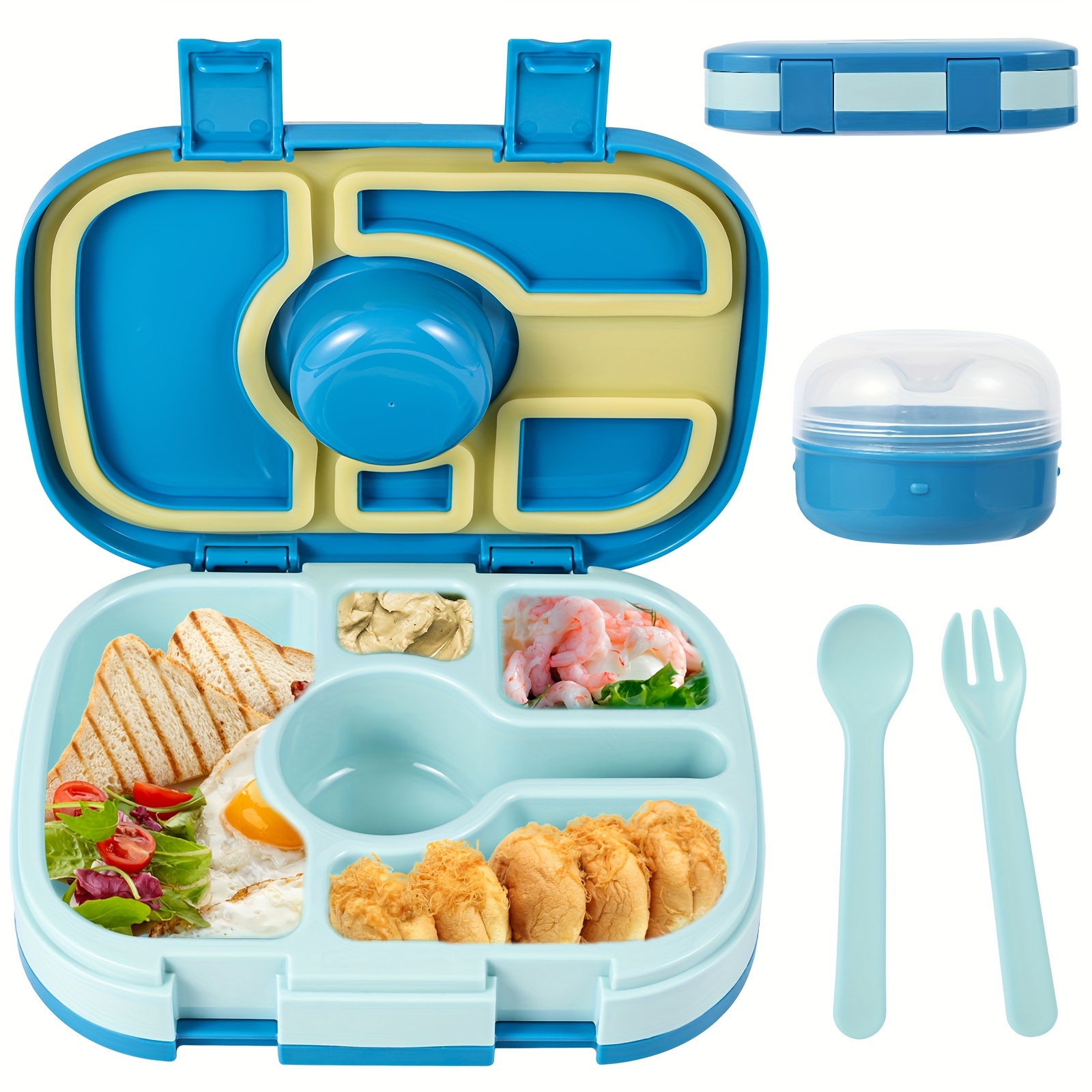 Multi-color Washable Square Lunch Box With Spoon And Fork