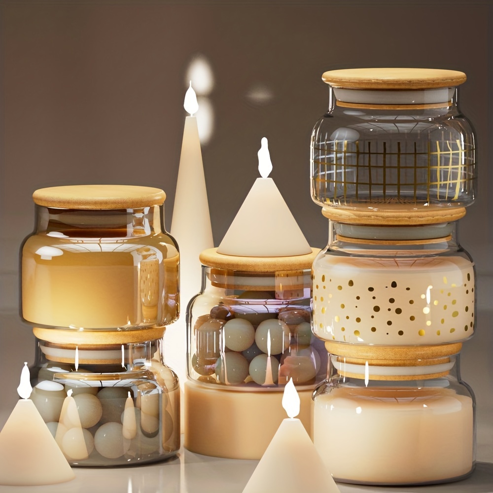 Clear Cute Glass Storage Jar Holder With Airtight Bamboo Lid - Temu