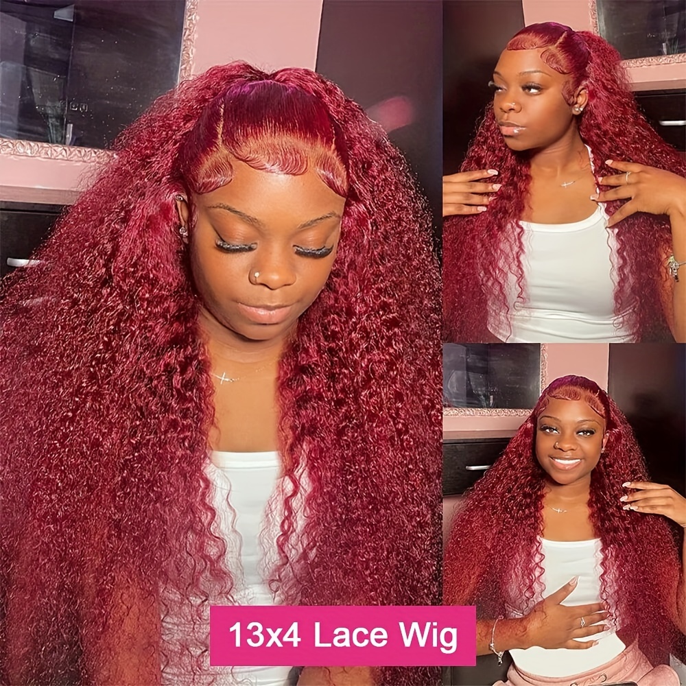 250% Density Wear Go Glueless Wig 99j Deep Wave Frontal Wigs - Temu