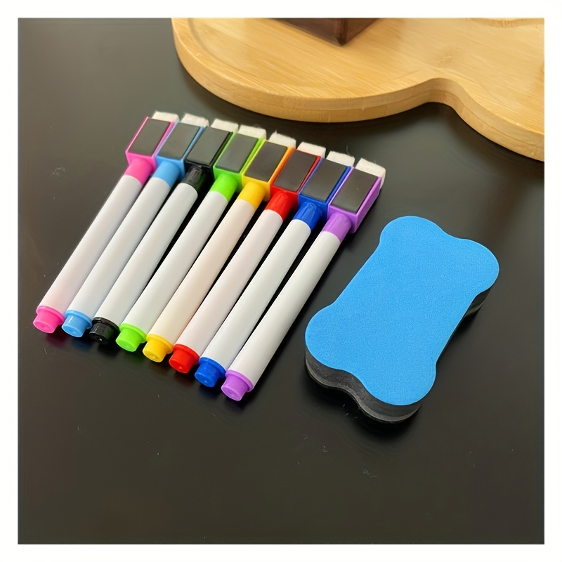 Rotuladores de pizarra blanca para estudiantes y niños, marcadores de pizarra  blanca seca, borrador incorporado, bolígrafo