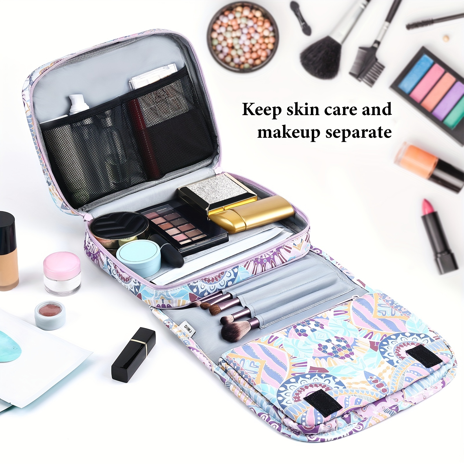 DIMJ Makeup bag and Jewelry Bag for Women, Large Make Up Bag Organizer with  Compartments Waterproof Makeup Bag and Jewelry Bag for Women (Black)