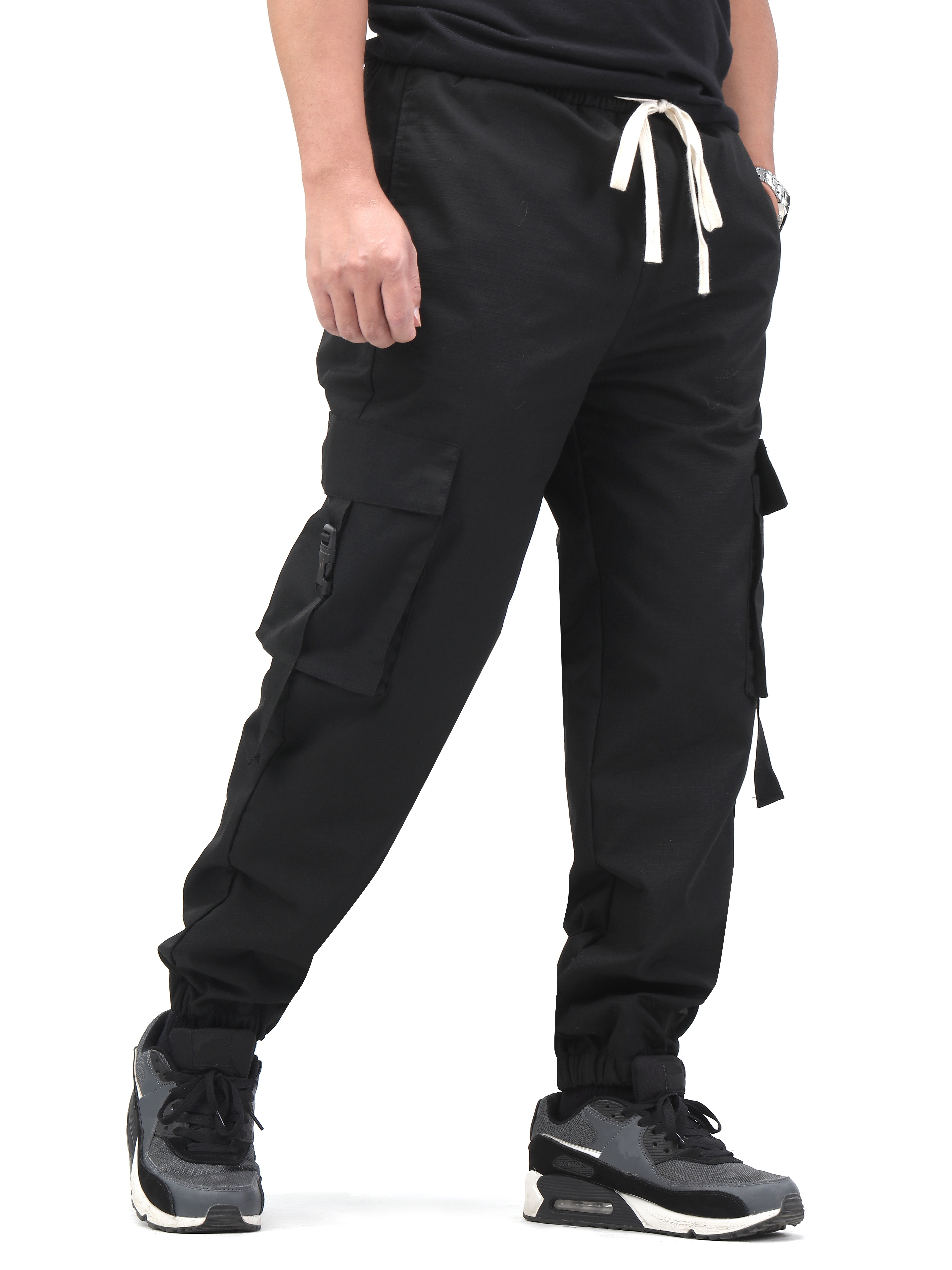 Mens Casual Pants Multi-Pockets Fashion Cargo Joggers Gym Drawstring Long  Pants