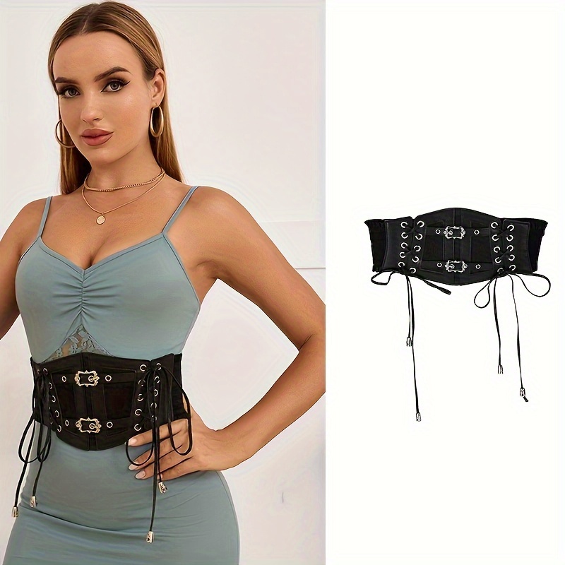Borsgye Leather Elastic Waist Belts Womens Vintage Lace-up Corset Cinch  Waist Band Waspie Elastic Retro Tied Wide Belt Bandage Elasticity Girdle  Wrap for Costume - Brown at  Women's Clothing store
