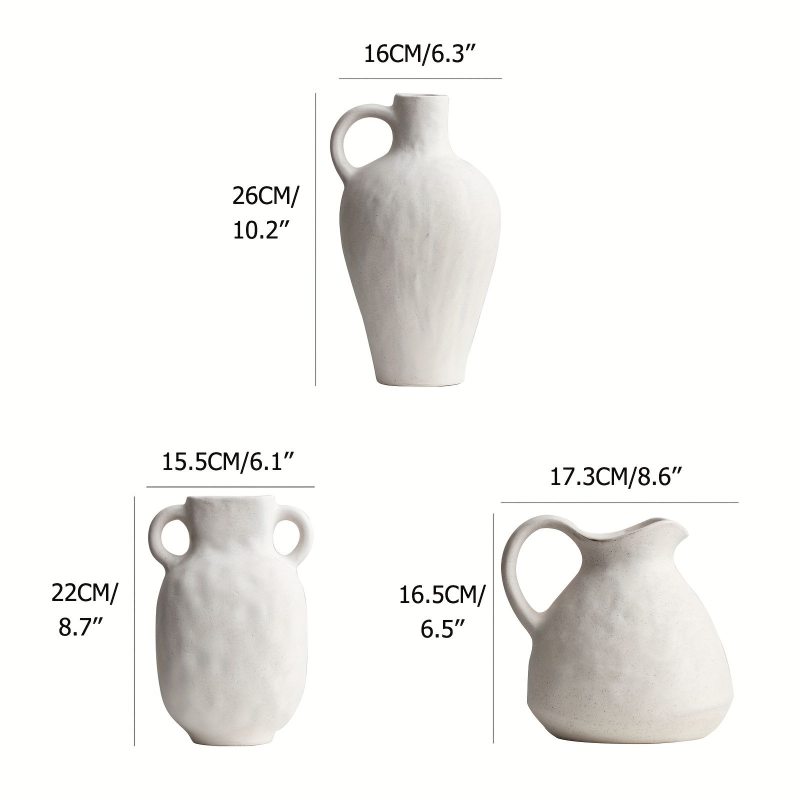 Ceramic Vase with Handle, Country Style Vintage Vase for Bouquets, Ceramic  Decorative Pitcher Flower Vase, Table Desk Vases, Bookcase Ornaments  Bottles for Home Office (Size : 42.5 * 33CM/16.7*13) : : Home
