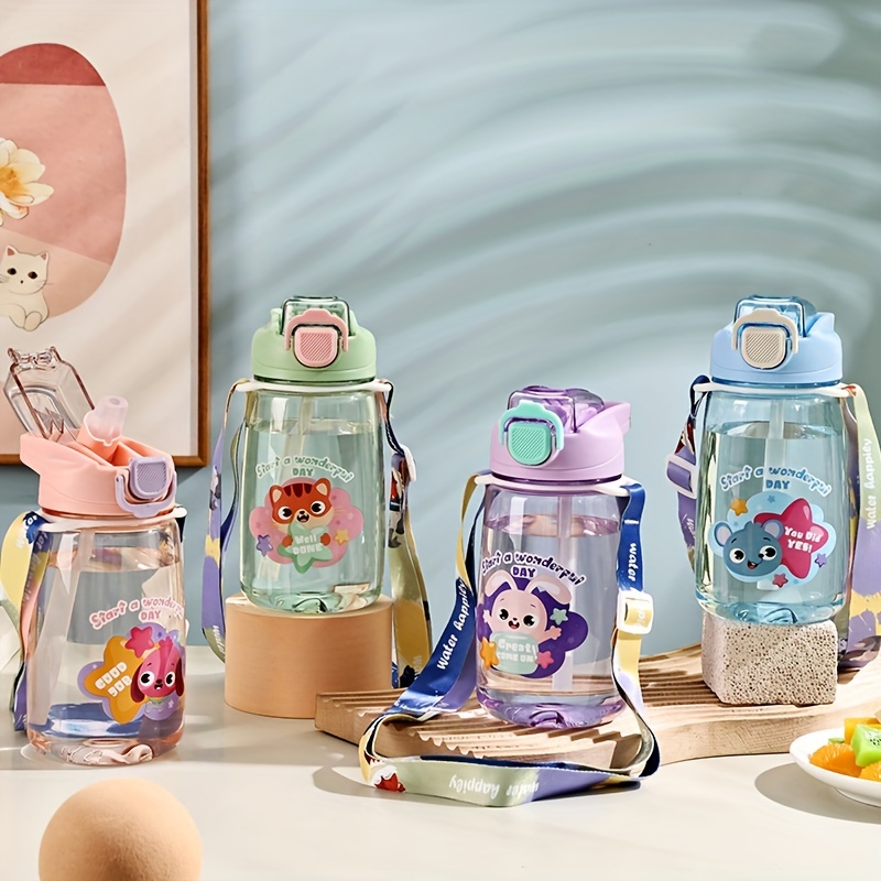 Disney Lilo & Stitch - Botella de agua con pajita con purpurina