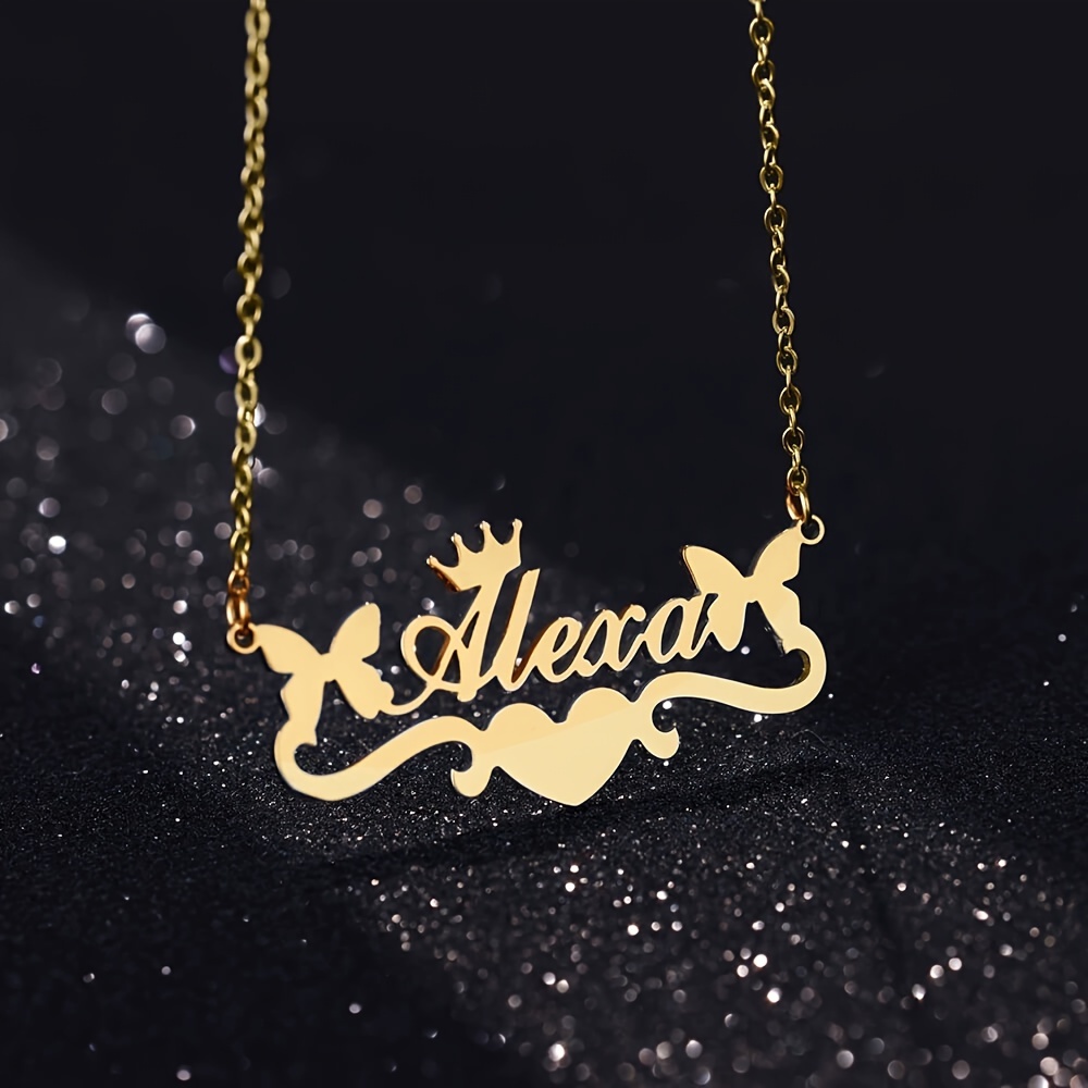 

Collier de personnalisé en acier inoxydable, avec un design original de papillon, idéal pour offrir en cadeau lors des fêtes.