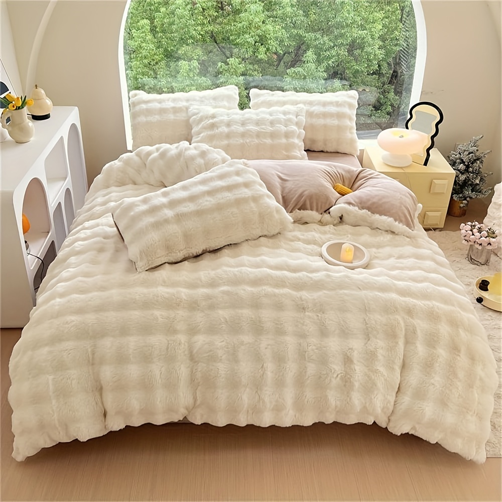 Thickened Warm Plush Lamb Velvet Duvet Solid Color Plush - Temu