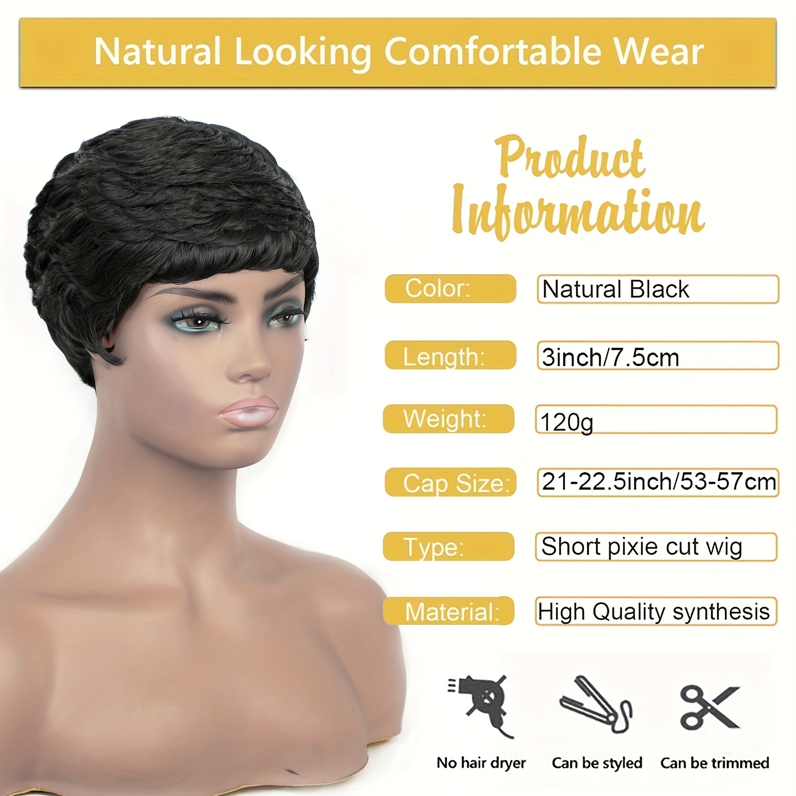 Short Pixie Cut Wigs For Women Pixie Cut Short Black Wavy - Temu