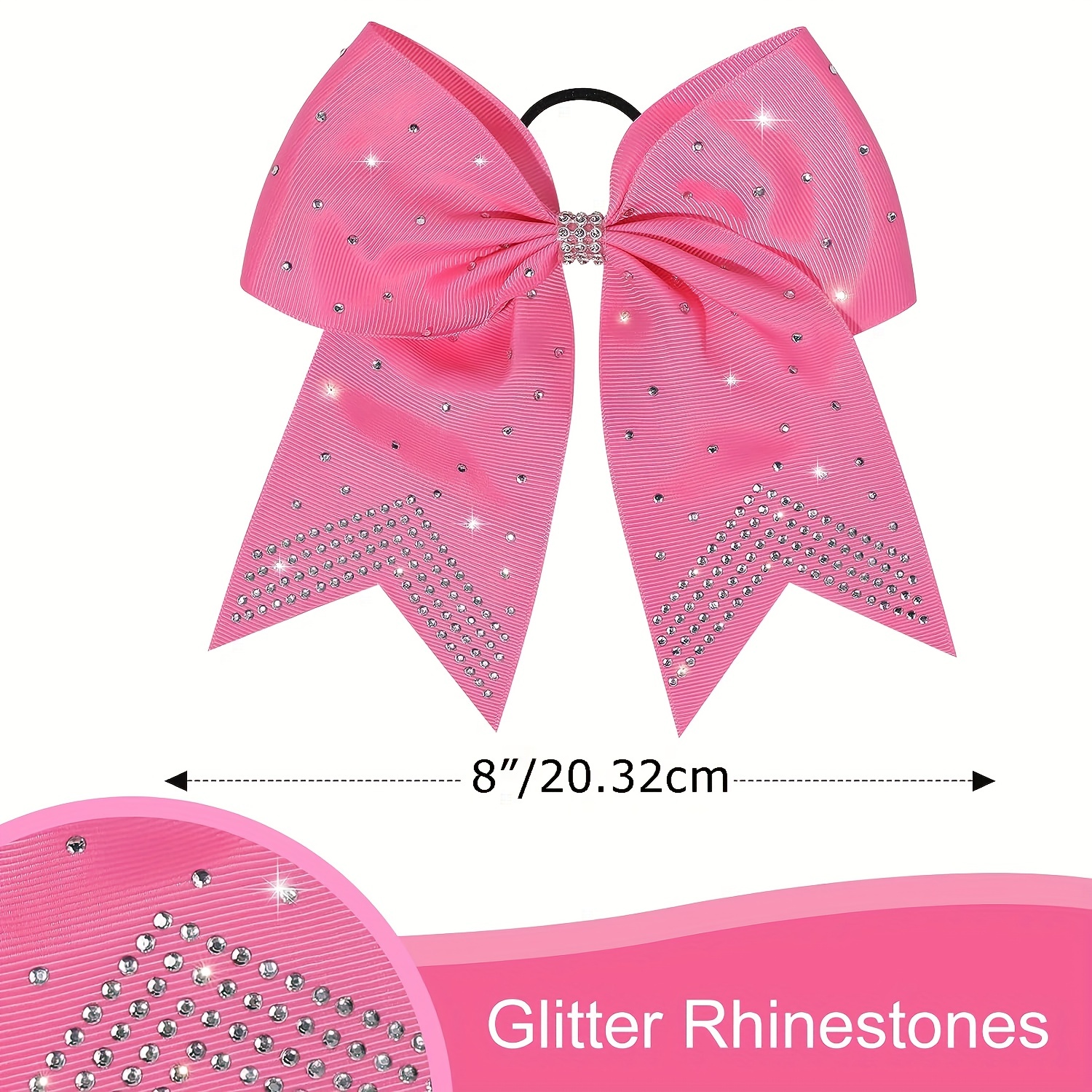 Large Glitter Cheer Bows Hair Ties Rhinestone Decor Y2k - Temu Canada