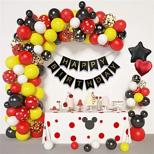 Decoraciones de fiesta de cumpleaños de mini ratón rojo, juego de  suministros de fiesta temática de Minnie para niñas con kit de guirnalda de  globos, fondo de fotografía de mini mouse de 7 x 5, globo : Juguetes y  Juegos 