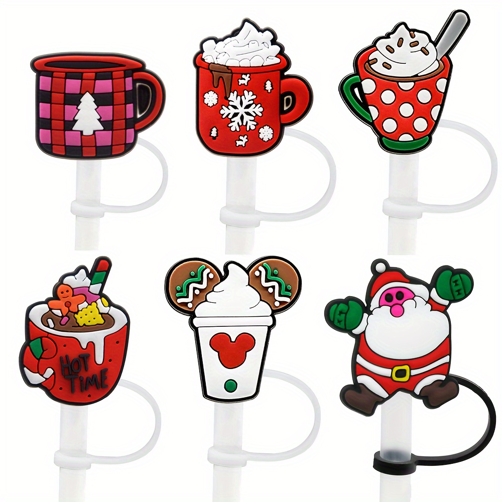 Straw Tips Cover Reusable Straw Toppers cartoon Christmas - Temu