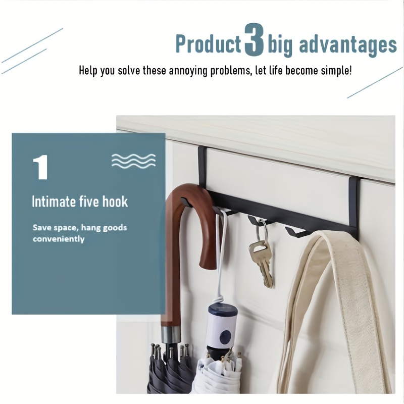 5 hook Door Hanger Durable Stylish Storage Solution Coats - Temu