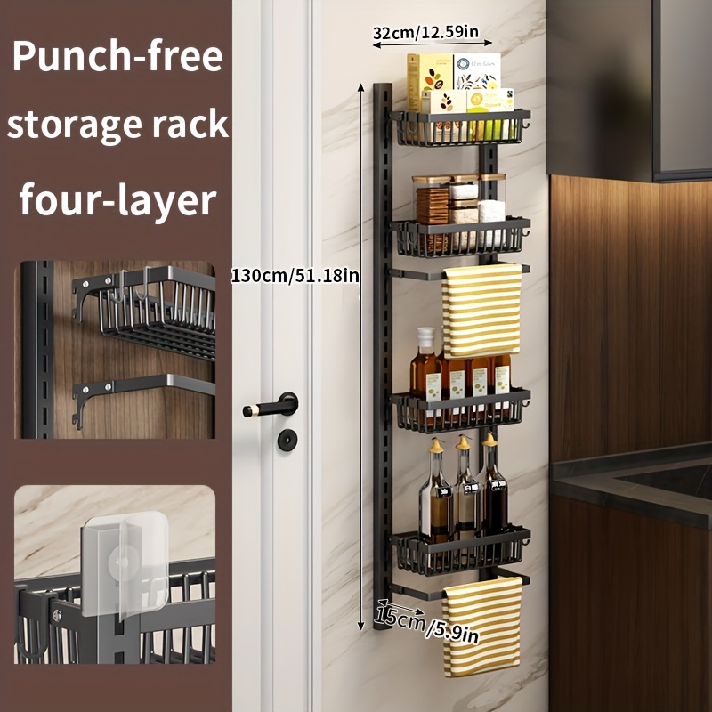 Punch-free Kitchen Racks Storage Rack With Hooks – URBAN