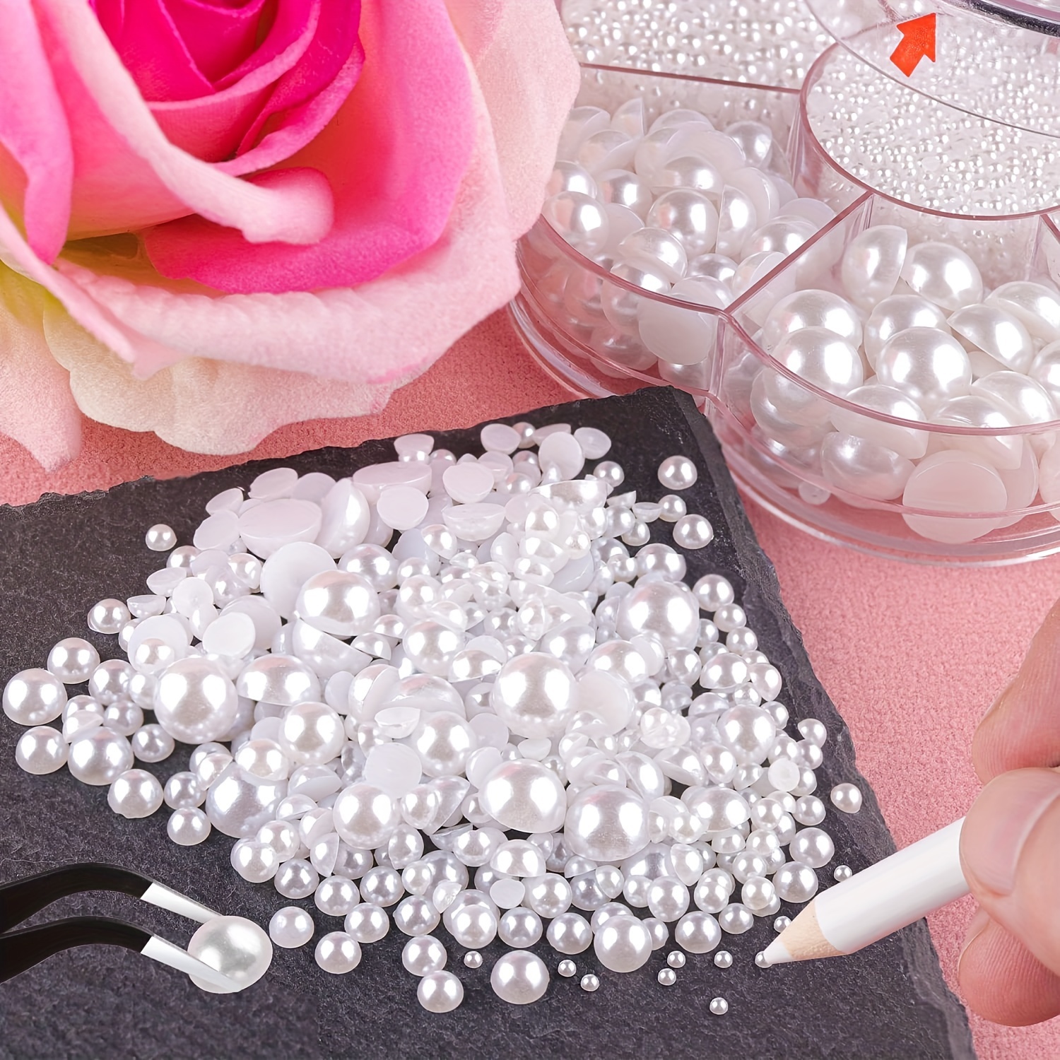 Pearls For Nails White Pearls Rhinestone Multi Size Pearls - Temu
