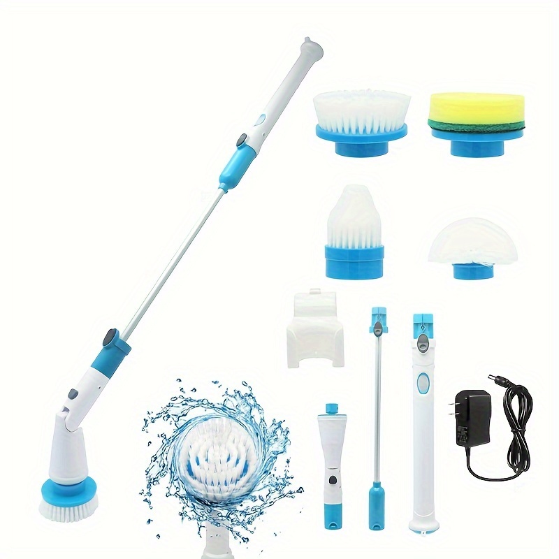 Electric Spin Scrubber With 6 Replaceable Brush Head, Power Cordless  Bathroom Scrubber With Adjustable Long Handle, Rechargeable Shower Scrubber,  Multifunctional Scrubber For Bathroom, Kitchen, Bathtub, Tile, Shower, Car,  Cleaning Supplies - Temu