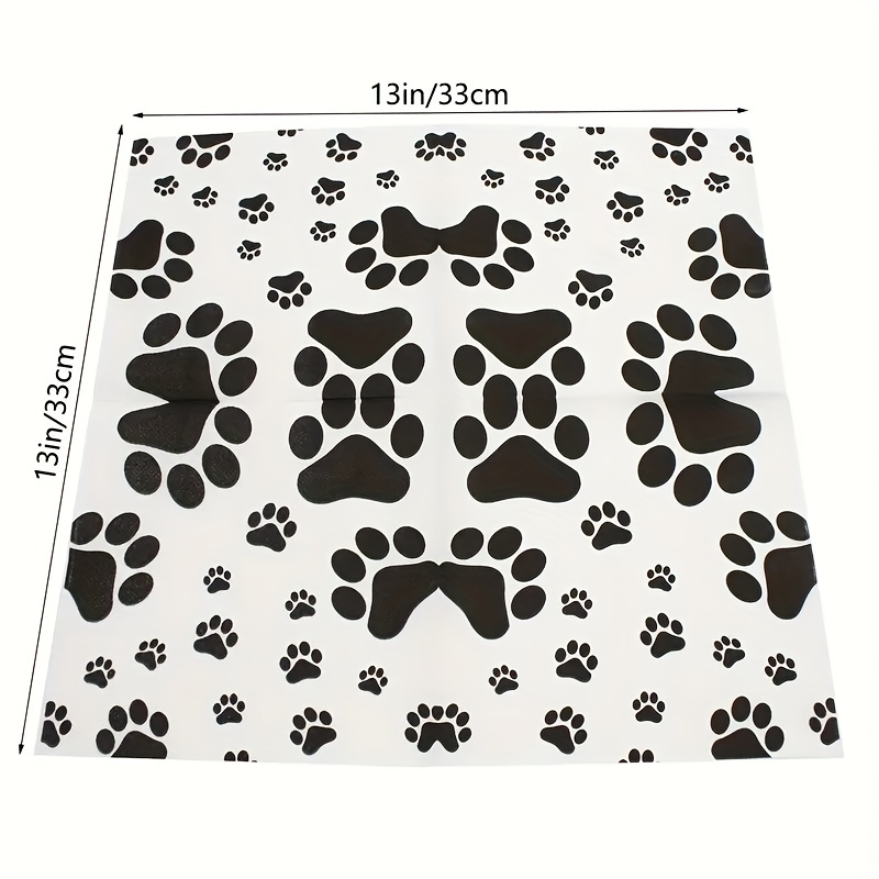 Black And White Dog Paw Print Pattern Rug by Cool Prints