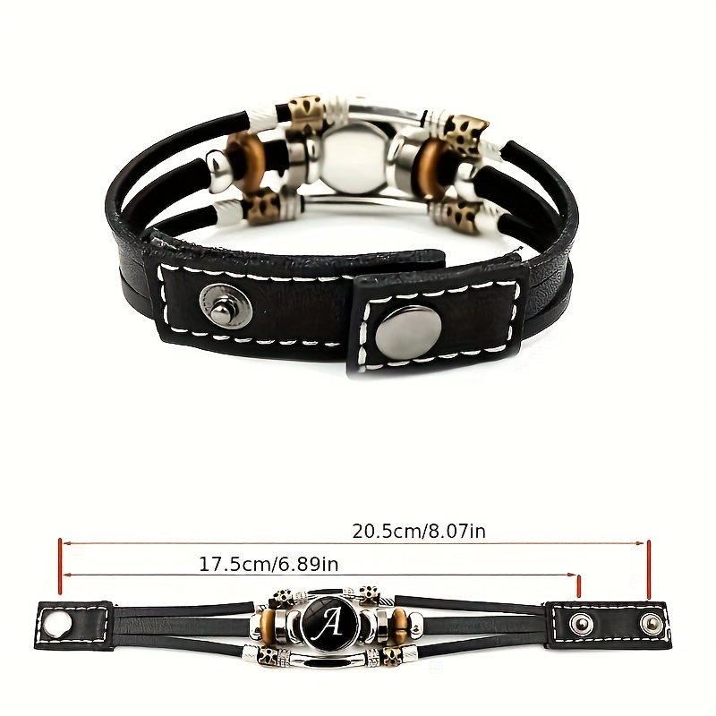 Multi-layer Braided Bracelet, Punk Style 26 Letters Leather