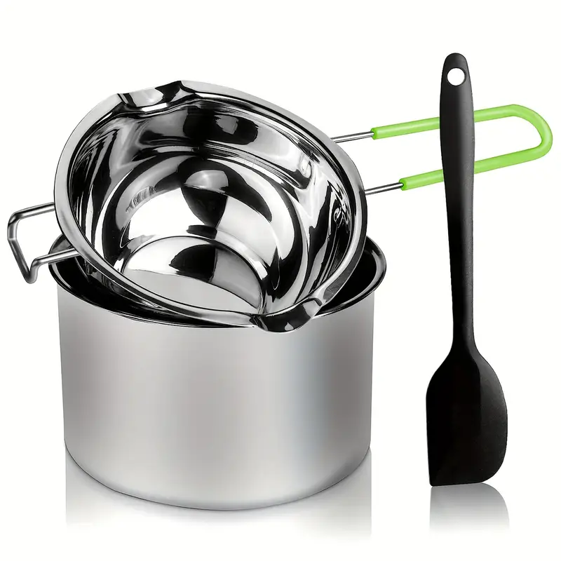 Pot Sets And Stainless Steel Melting Pot With Green Handle - Temu