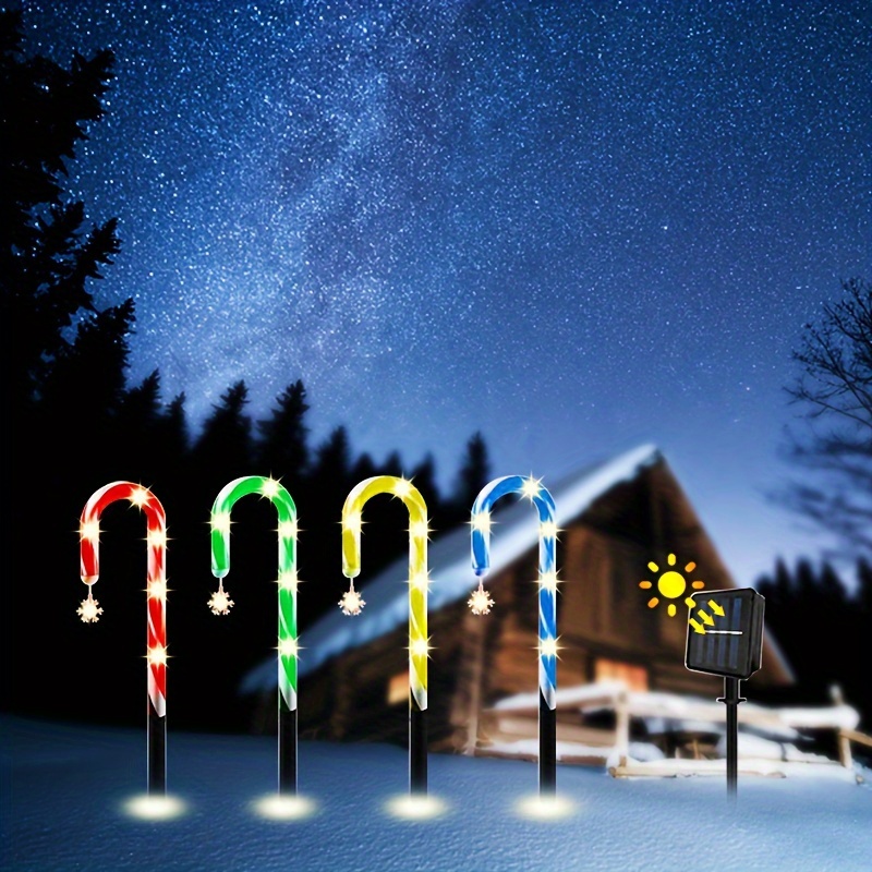 Étoiles LED bâtons lumineux guirlandes lumineuses avec piquets de sol  décoration de Noël extérieure ensemble de jardin 5 pièces