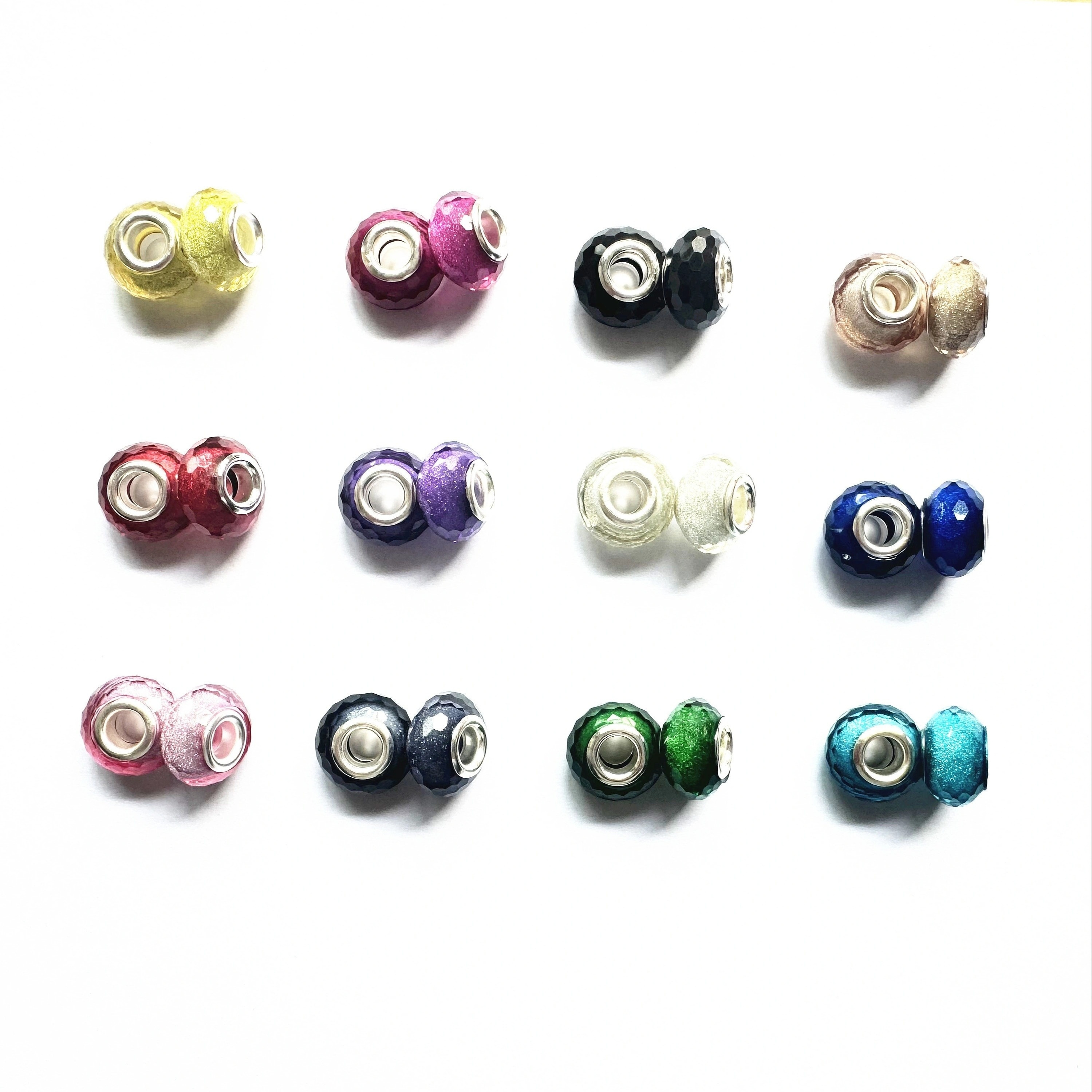 12pcs Mixed Color Faceted Resin Beads Large Hole Beads Spacer Beads For DIY  Bracelet Accessories Beaded Beads Jewelry Making