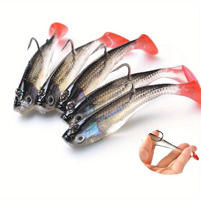 

5pcs 8cm/9.5g Fishing Lures, Paddle Tail Soft Fishing Lure, Jig Head Swimbait For Sea Bass Pike Trout Perch