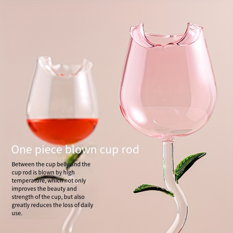 150/400ml Rose Shaped Red Wine Glass With Colored Rose Leaves Romantic Fancy  Red Wine Cocktail Glass Flower Shaped Glasses Set - AliExpress