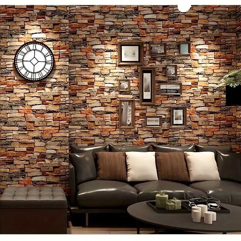 3d Retro Red Brick Decorative Wallpaper Simulated Thickened - Temu