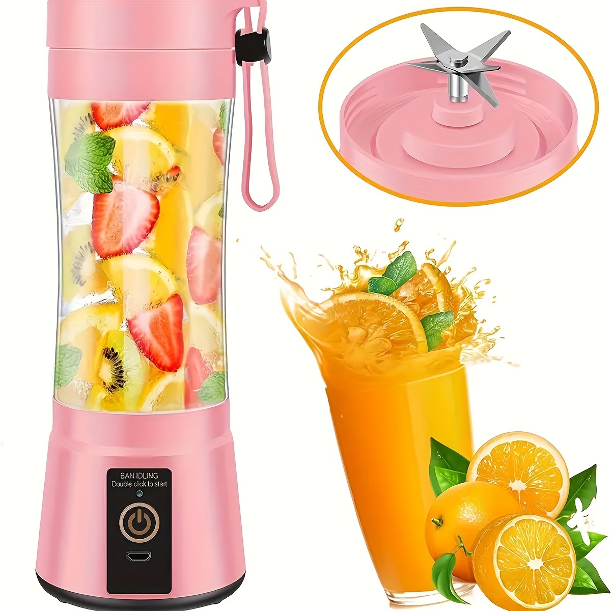 Portable Blender Personal USB Rechargeable Juice Cup for Smoothie and  Protein Shakes Mini Handheld Fruit Mixer 13Oz Bottle for Travel Gym Home  Office