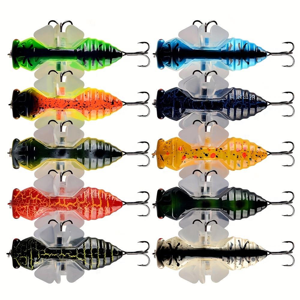 Vbest life Bionic Cicada Shape Fishing Bait, 7.5cm Hard Artificial Fish  Lure Fishing Bait Hook with Rotating Spins