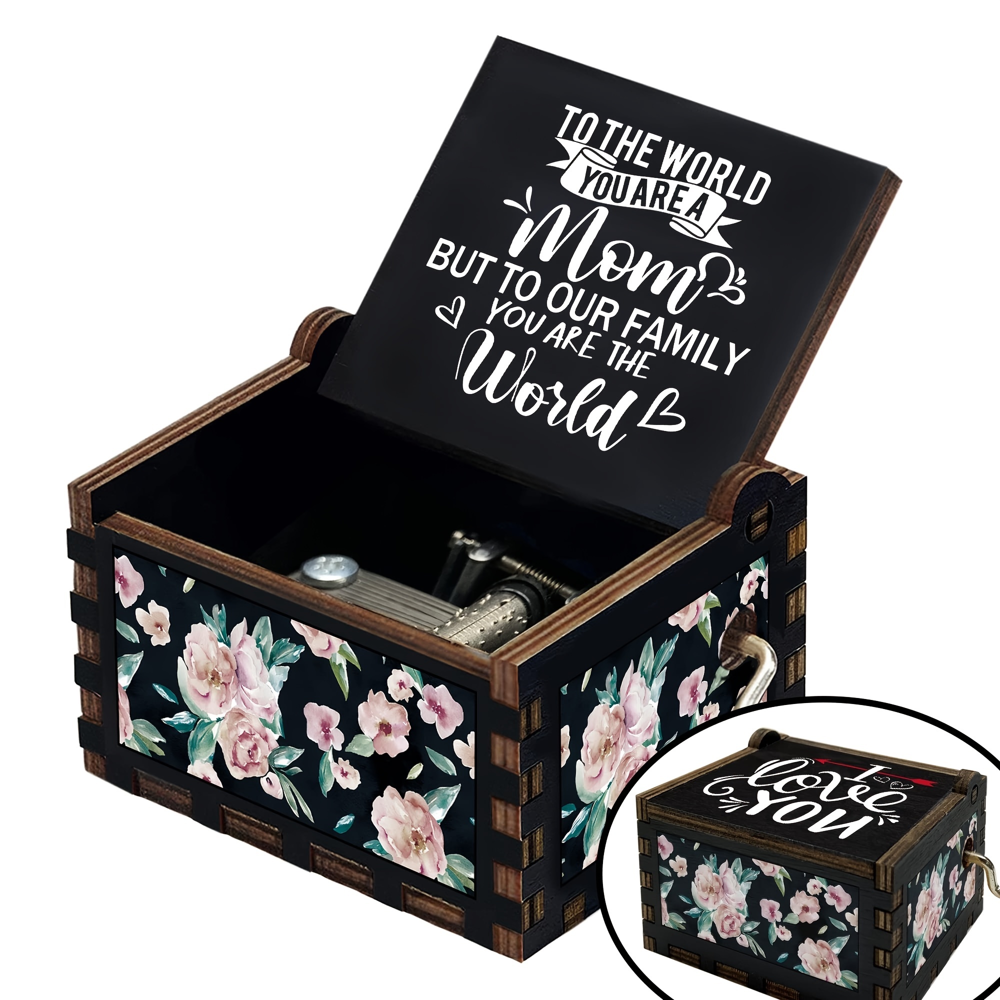 Caja de música de madera Pequeña caja musical linda personalizada de  manivela para el cumpleaños