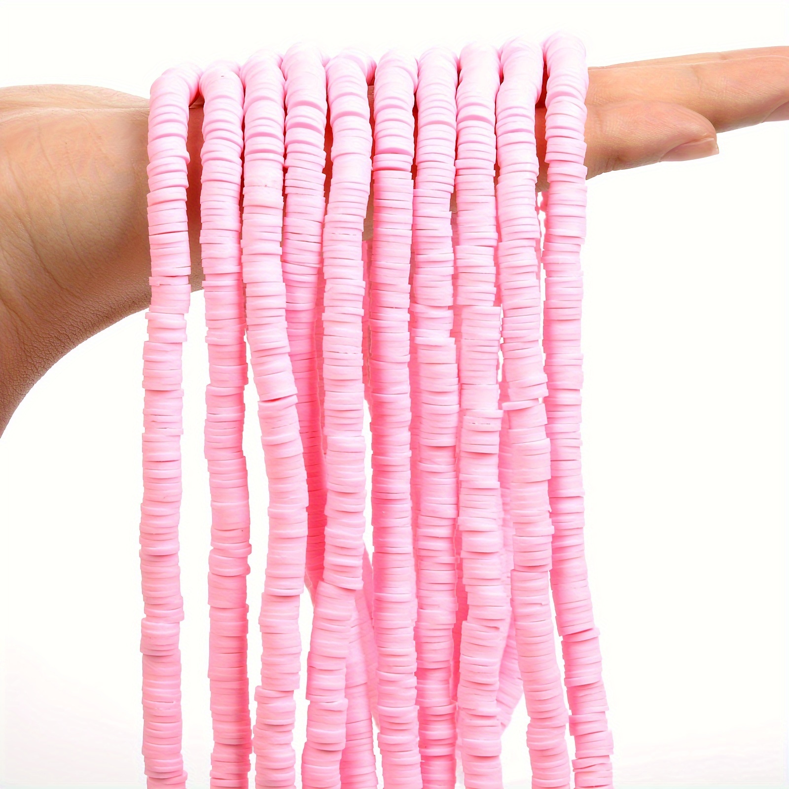 380pcs White Clay Beads Chip Strip 6mm Flat Round Polymer Disk Loose Spacer Heishi Beads for Handmade DIY Jewelry Making Bracelets Flat Polymer Clay